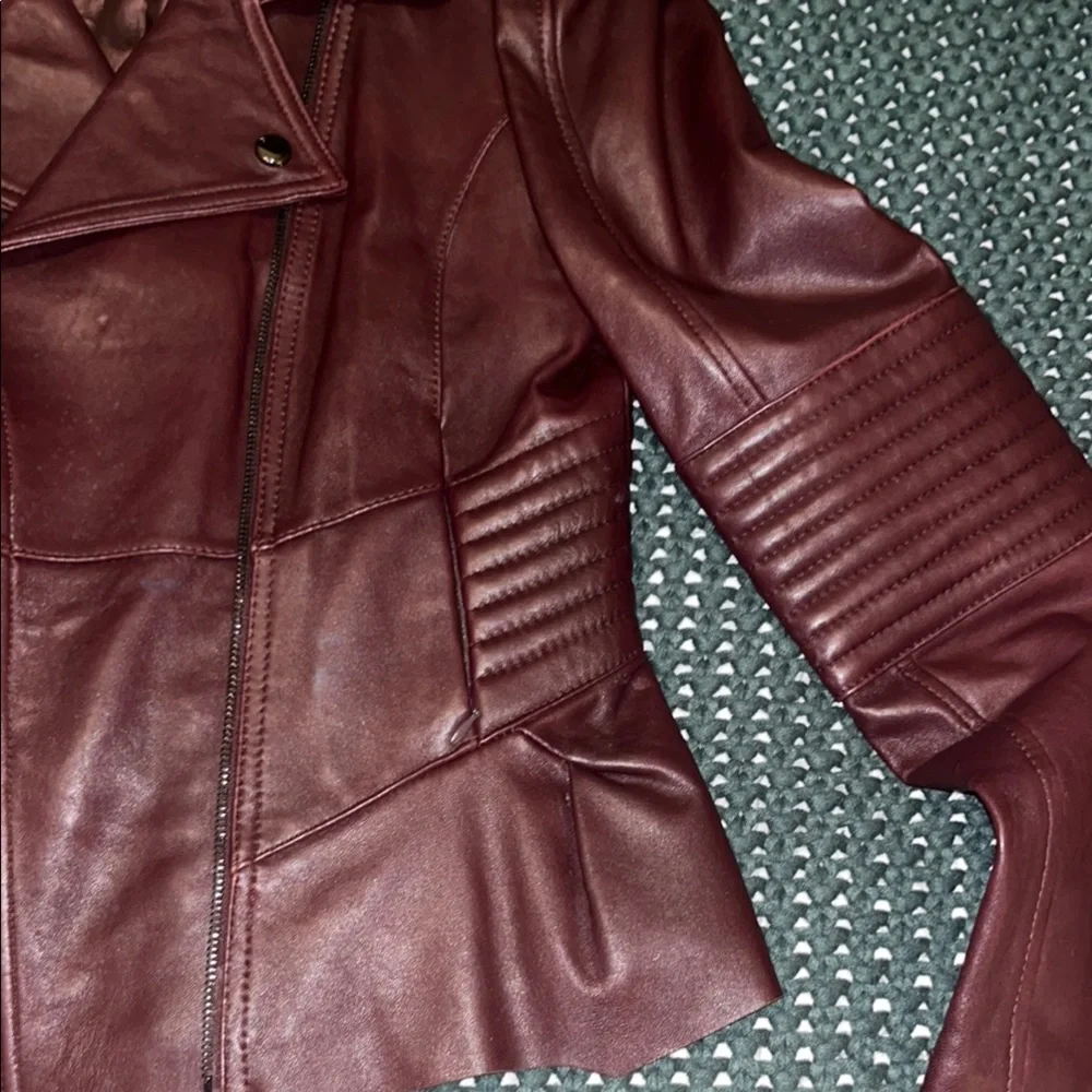 Rare Vintage Y2K Victoria's Secret Burgundy Leather Jacket - Picture 5 of 6
